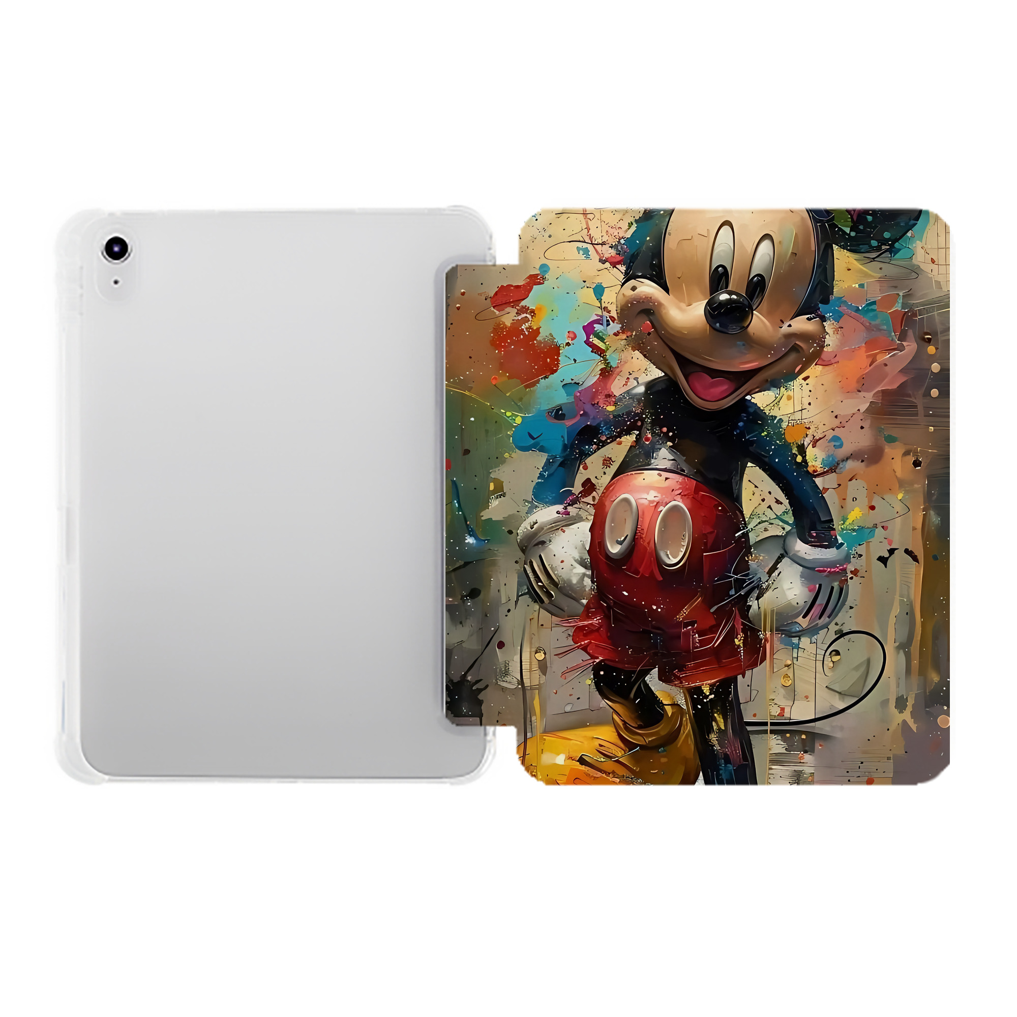 （画像用） ミッキーマウス Mickey Mouse IPad ケース ペン収納付き 三つ折りスタンド PUレザー×シリコン 対応機種9.5/10.5/10.9インチ